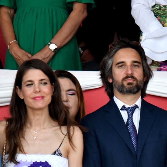 Charlotte Casiraghi et son mari Dimitri Rassam durant la dernière soirée de la 17eme édition du Longines Global Champions Tour à Monaco, le 1er juillet 2023 sur le port de Monaco, pour le Longines Global Champions. C'est le français Julien Épaillard qui a remporté le Longines Global Champions Tour Grand Prix du Prince de Monaco, doté de 1,5 millions d'euros, suivi par Harrie Smolders et Jane Sadran. © Bruno Bebert/Bestimage 