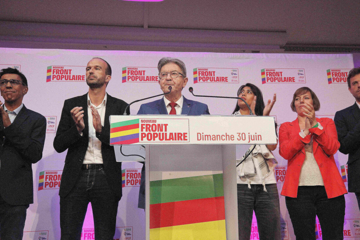 Photo : Jean-Luc Mélenchon, prononce un discours lors de la soirée