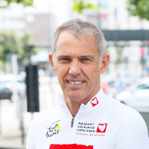 Exclusif - Paul Belmondo - Portraits des personnalités à la veille de l'étape du coeur de l'association Mécénat Chirurgie Cardiaque (MCC) lors du Tour de France 2024 à Dijon, France, le 4 juillet 2024. © Christophe Clovis/Bestimage 