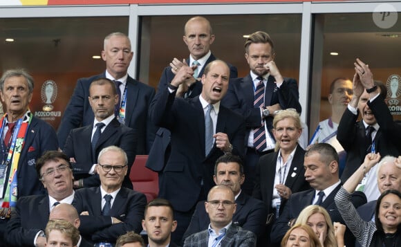 Le 6 juillet dernier, son mari le prince William assistait au match Angleterre-Suisse dans le cadre de l'Euro de football 2024
Le prince William, prince de Galles, dans les tribunes du match de l'Euro 2024 "Angleterre - Suisse (1-1 / 5-3 tab)" à Dusseldorf, le 6 juillet 2024. 