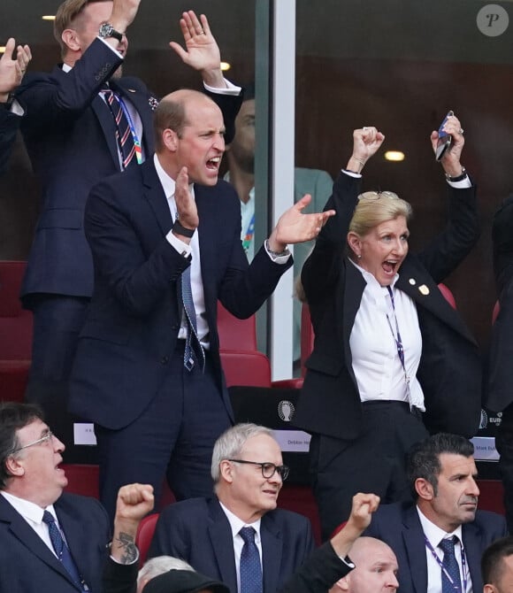 Le prince William, prince de Galles, dans les tribunes du match de l'Euro 2024 "Angleterre - Suisse (1-1 / 5-3 tab)" à Dusseldorf, le 6 juillet 2024. 