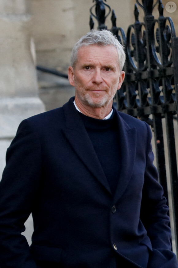 Denis Brogniart - Sorties des obsèques de Jean-Pierre Pernaut en la Basilique Sainte-Clotilde à Paris le 9 mars 2022. © Christophe Clovis / Bestimage