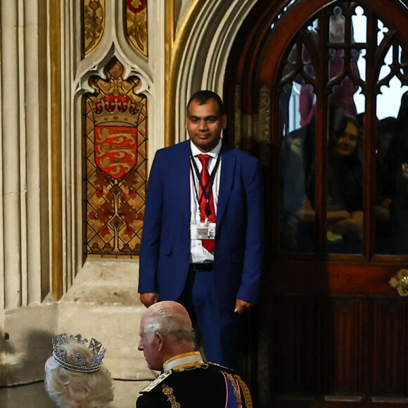 Le roi Charles III d'Angleterre et la reine consort Camilla Parker Bowles lors de l'ouverture officielle du parlement britannique au palais de Westminster à Londres. Le 17 juillet 2024 