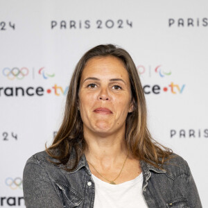 Laure Manaudou lors de la présentation des journalistes et chroniqueurs de France Télévisions pour les Jeux Olympiques 2024 au musée de l'Homme à Paris, le 11 juin 2024. © Pierre Perusseau / Bestimage 