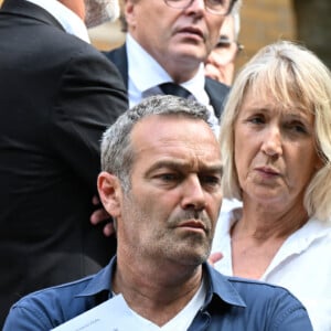 Marc-Emmanuel Dufour - Sorties des obsèques de Nonce Paolini en l'église Saint-Honoré-d'Eylau, 66 bis, avenue Raymond-Poincaré à Paris, France, le 23 juillet 2024. 