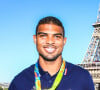  "Je suis fier de toi" avait déclaré l'athlète à son épouse lors de la finale.
Yannick Borel - Conférence de presse et photocall avec les athlètes français de retour des Jeux Olympiques de Rio à l'hôtel Pullman face a la Tour Eiffel à Paris le 23 août 2016 © Jean-René Santini / Bestimage 