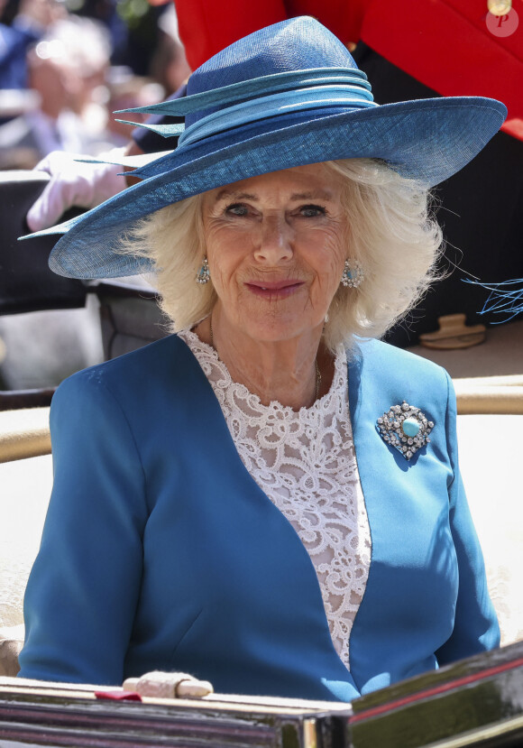 La reine consort d'Angleterre Camilla Parker Bowles - La famille royale d'Angleterre aux courses hippiques "Royal Ascot 2024" à Ascot. Le 19 juin 2024 © Tim Merry / MirrorPix / Bestimage 