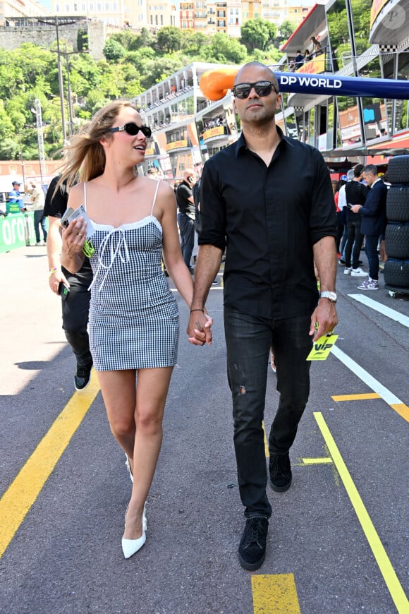 Tony Parker et sa compagne Agathe Teyssier durant la journée des qualifications du 81ème Grand Prix de Formule 1 de Monaco, le 25 mai 2024