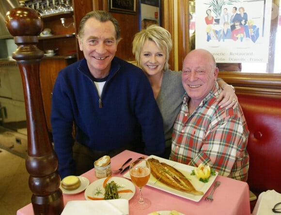 Sophie Davant et William Leymergie au restaurant de Jacques Aviegne, "Chez Miocque", à Deauville, le 22 février 2005. Duvard/ANDBZ/ABACAPRESS.COM