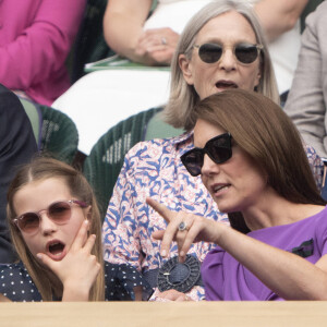 La princesse Catherine de Galles, La princesse Charlotte lors de la finale Hommes du tournoi de tennis de Wimbledon. Le 14 juillet 2024