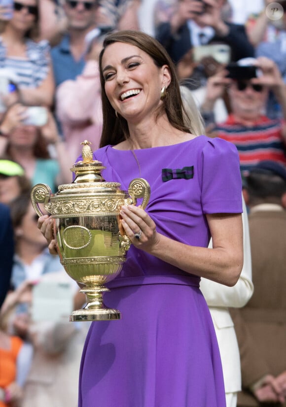 La princesse Catherine de Galles lors de la finale Hommes du tournoi de tennis de Wimbledon. Le 14 juillet 2024  