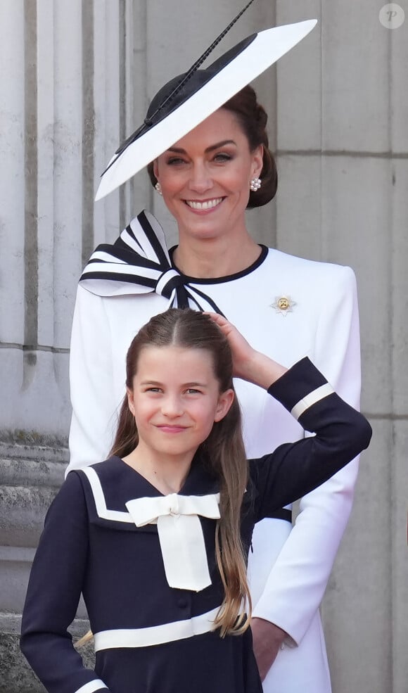 Catherine Kate Middleton, princesse de Galles, la princesse Charlotte au balcon du Palais de Buckingham lors de la parade militaire "Trooping the Colour" à Londres le 15 juin 2024 © Julien Burton / Bestimage 