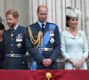 Les Windsor ont connu des jours meilleurs !
Meghan Markle, duchesse de Sussex, le prince Harry, duc de Sussex, le prince William, duc de Cambridge, Kate Catherine Middleton, duchesse de Cambridge lors de la parade aérienne de la RAF pour le centième anniversaire au palais de Buckingham à Londres. 