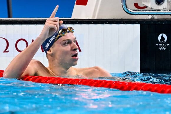 Léon Marchand lors des Jeux olympiques de Paris 2024.