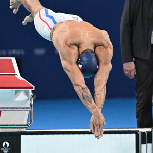 Florent Manaudou de l'équipe de France participe à la finale du 50m nage libre masculin lors de la septième journée des Jeux Olympiques d'été à Paris La Défense Arena le 2 août 2024 à Nanterre près de Paris, France. Photo par David Niviere/ABACAPRESS.COM