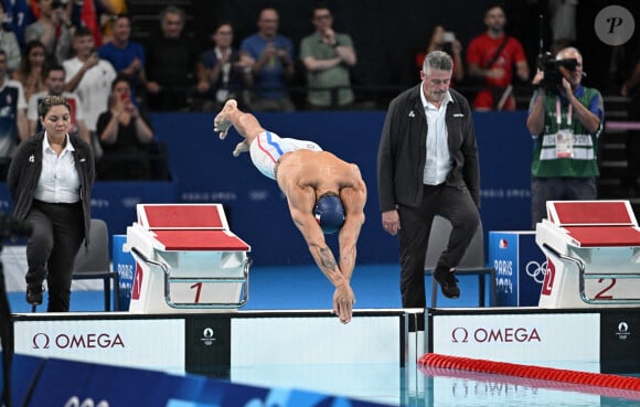 Florent Manaudou de l'équipe de France participe à la finale du 50m nage libre masculin lors de la septième journée des Jeux Olympiques d'été à Paris La Défense Arena le 2 août 2024 à Nanterre près de Paris, France. Photo par David Niviere/ABACAPRESS.COM