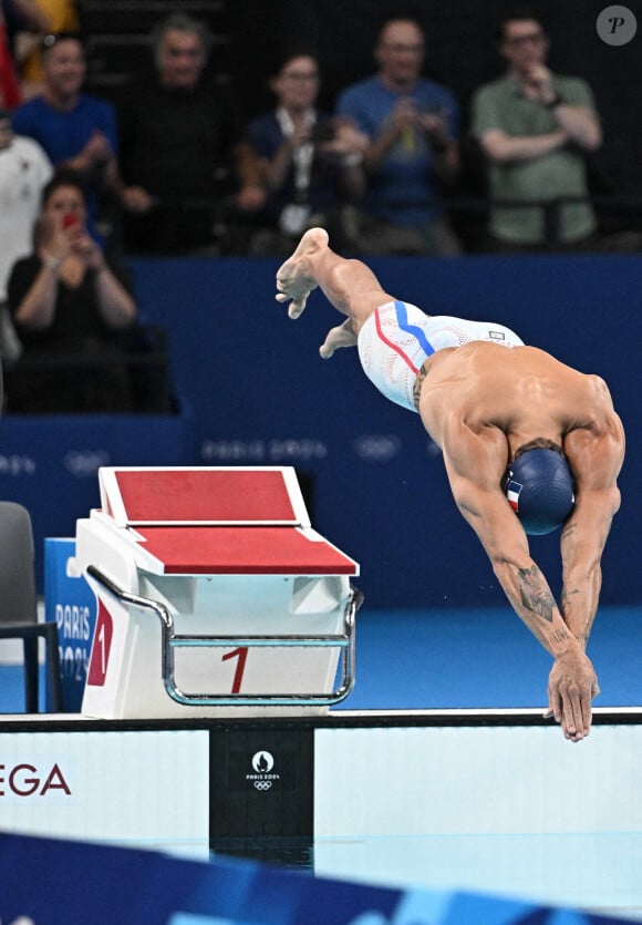 Florent Manaudou de l'équipe de France participe à la finale du 50m nage libre masculin lors de la septième journée des Jeux Olympiques d'été à Paris La Défense Arena le 2 août 2024 à Nanterre près de Paris, France. Photo par David Niviere/ABACAPRESS.COM