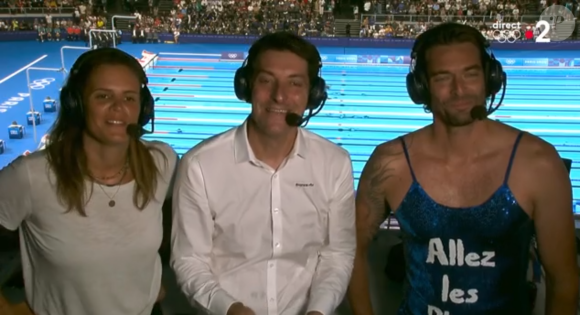 Laure Manaudou stressée avant la course de son frère Florent, autour d'un Camille Lacourt relooké ! Capture France 2