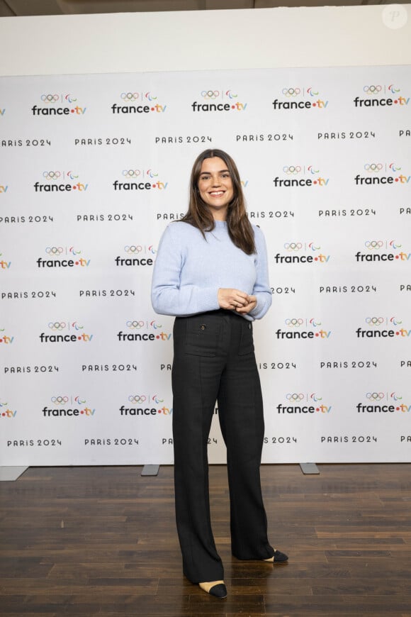 Cecile Gres lors de la présentation des journalistes et chroniqueurs de France Télévisions pour les Jeux Olympiques 2024 au musée de l'Homme à Paris, le 11 juin 2024. © Pierre Perusseau / Bestimage 