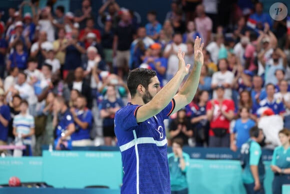 Nikola Karabatic lors du match de handball qui a opposé la France à l'Allemagne lors des quarts de final durant les Jeux Olympiques 2024 au Stade Pierre Mauroy, le 7 août 2024. © Laurent Sanson/Panoramic/Bestimage