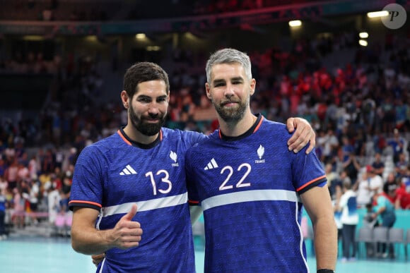 Nikola Karabatic et Luka Karabatic lors du match de handball qui a opposé la France à l'Allemagne lors des quarts de final durant les Jeux Olympiques 2024 au Stade Pierre Mauroy, le 7 août 2024. © Laurent Sanson/Panoramic/Bestimage