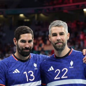 Nikola KARABATIC (France) et Luka KARABATIC (France) lors du match de handball qui a opposé la France à l'Allemagne lors des quarts de final durant les Jeux Olympiques 2024 au Stade Pierre Mauroy, le 7 août 2024. © Laurent Sanson/Panoramic/Bestimage