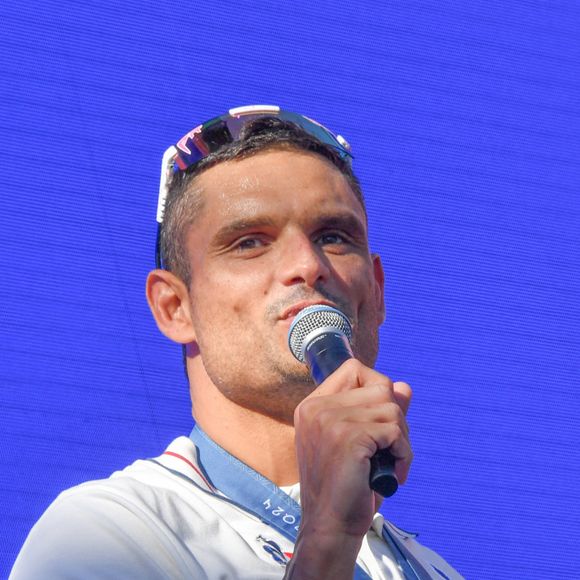 Florent Manaudou - L'équipe de France de natation acclamée au club France lors des Jeux Olympiques de Paris2024 (JO) le 5 aout 2024.