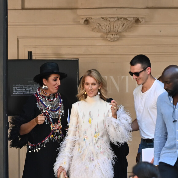 Rossy de Palma, Céline Dion, Pepe Munoz à la sorties du défilé de mode Haute-Couture automne-hiver 2019/2020 Valentino à Paris le 3 juillet 2019.