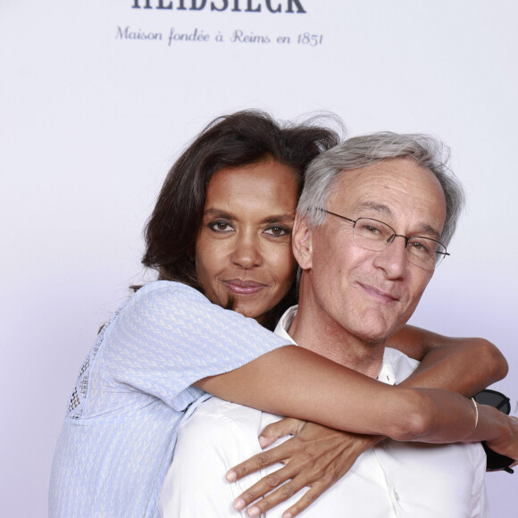 Exclusif - Karine Le Marchand et Laurent Petitguillaume - Soirée "Télé 7 Jours Summer Party" au restaurant "Monsieur Bleu" à Paris le 14 juin 2022. © Christophe Aubert via Bestimage