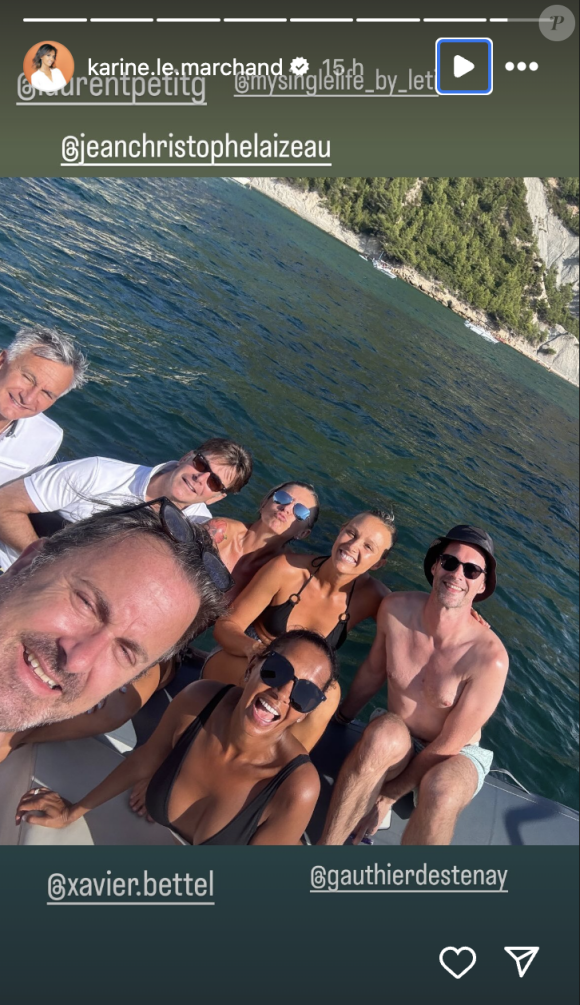 Elle était accompagnée de nombreux amis
Karine Le Marchand en vacances près de Marseille. Instagram