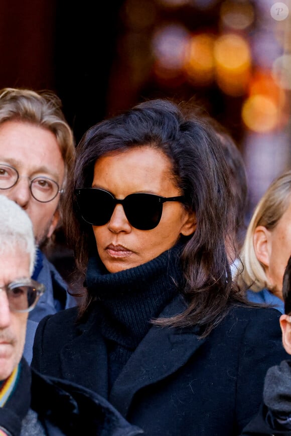 Karine Le Marchand - Sorties des obsèques de Jean-Pierre Pernaut en la Basilique Sainte-Clotilde à Paris, France, le 9 mars 2022. © Cyril Moreau/Bestimage