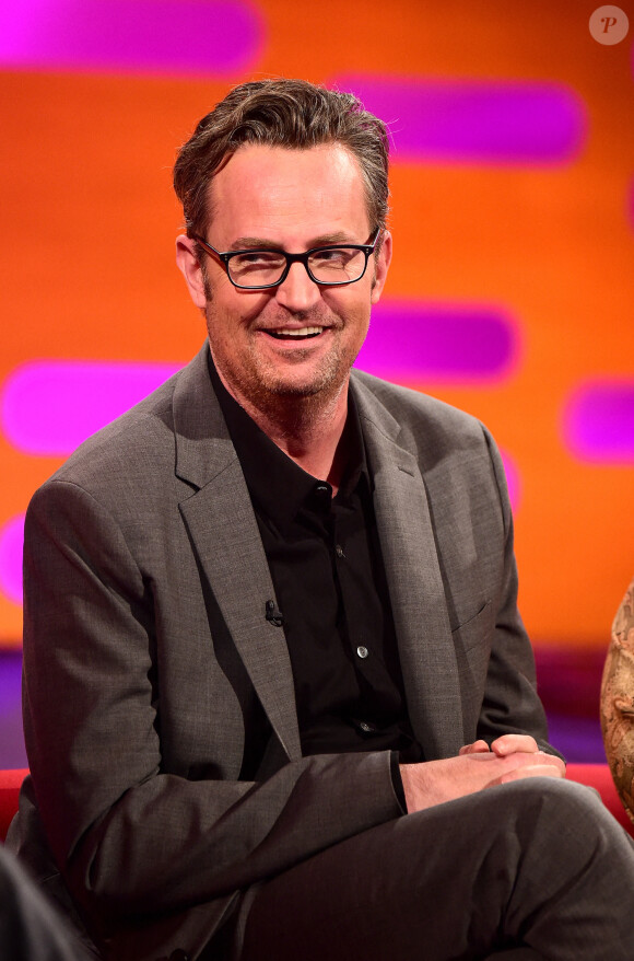 Photo d'archive datée du 14/01/16 de l'acteur Matthew Perry pendant le tournage du Graham Norton Show aux London Studios, au sud de Londres. Le crédit photo doit être lu comme suit : Ian West/PA Wire