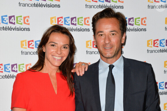 Sophie Le Saint et Nathanaël de Rincquesen lors du photocall de la présentation de la nouvelle dynamique 2017-2018 de France Télévisions. Paris, le 5 juillet 2017. © Guirec Coadic/Bestimage