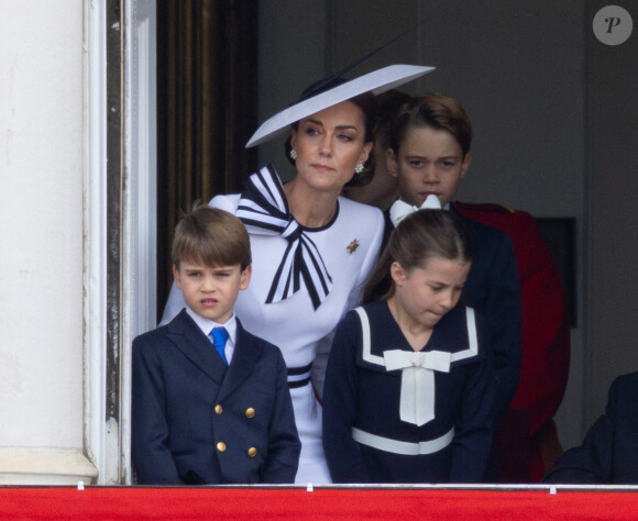 Kate Middleton et ses trois enfants, George, Charlotte et Louis de du Trooping the Colour à Londres.