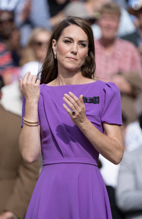 La princesse Catherine de Galles lors de la finale Hommes du tournoi de tennis de Wimbledon. Le 14 juillet 2024