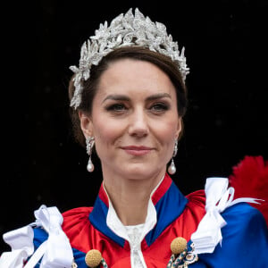 Catherine (Kate) Middleton, princesse de Galles - La famille royale britannique salue la foule sur le balcon du palais de Buckingham lors de la cérémonie de couronnement du roi d'Angleterre à Londres le 5 mai 2023. 