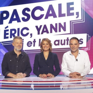 Exclusif - Eric Naulleau, Pascale de la Tour du Pin, Yann Moix, tournage du pilote de " Pascale, Eric, Yann et les autres ", Paris, France, le 29 aout 2024. © Jack Tribeca / Bestimage