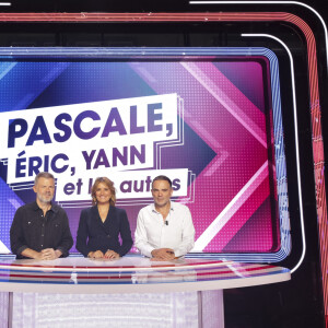 Exclusif - Eric Naulleau, Pascale de la Tour du Pin, Yann Moix, tournage du pilote de " Pascale, Eric, Yann et les autres ", Paris, France, le 29 aout 2024. © Jack Tribeca / Bestimage