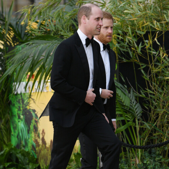 Le prince William, avec qui il est en froid, était également présent. Durant son séjour, le prince Harry a résidé dans le domaine d'Althorp, manoir où vit son oncle Charles Spencer.
Le prince William, duc de Cambridge, le prince Harry, duc de Sussex, à la première de la série Netflix "Our Planet" au Musée d'Histoires Naturelles à Londres, le 4 avril 2019. 