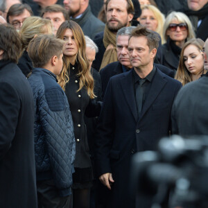 Cameron Smet, Alexandra Pastor, David Hallyday, Darina Scotti - Sorties de l'église de la Madeleine après les obsèques de Johnny Hallyday à Paris le 9 décembre 2017. © Veeren / Bestimage  Celebs leaving church of La Madeleine for the funeral of Johnny Hallyday in Paris on December 9, 2017. 