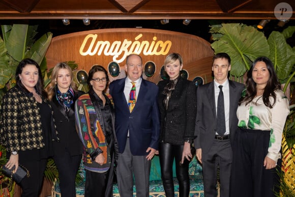 No Tabloïds - Semi Exclusif - Mélanie-Antoinette de Massy, Camille Gottlieb, la princesse Stéphanie, le prince Albert II de Monaco, la princesse Charlene, Louis Ducruet et sa femme Marie lors de l’inauguration du restaurant Amazonico Monte-Carlo à Monaco le 4 avril 2024. Situé au cœur de l'emblématique Place du Casino, Amazónico Monte-Carlo invite à découvrir une expérience multisensorielle, à travers la forêt amazonienne. Créé par Sandro Silva et Marta Seco à Madrid en 2016, puis installé à Londres et Dubaï, Amazónico Monte-Carlo s'installe au cœur du Carré d'or. A partir du 5 avril 2024 ce concept de restaurant, bar et lounge inspiré par l’Amazonie promet un voyage festif. © Olivier Huitel / Pool Monaco / Bestimage  NO TABLOIDS - Only For Hello, OK and Grazia Princely Family attend the inauguration of the Amazonico Monte-Carlo restaurant in Monaco on april 4th 2024 