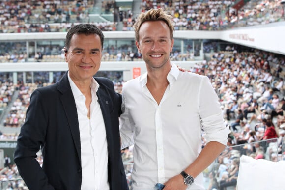 Exclusif - Laurent Luyat et Cyril Féraud - Plateau de France Télévision lors des Internationaux de France de Tennis de Roland Garros 2023 - Jour 15 à Paris le 11 Juin. © Bertrand Rindoff / Bestimage 