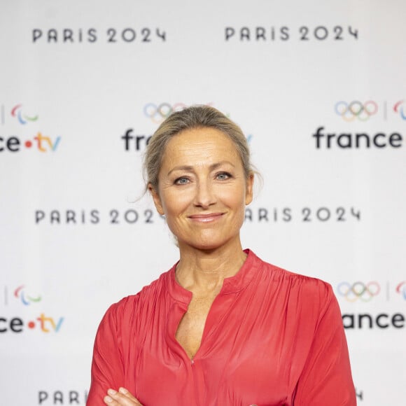 Anne Sophie Lapix lors de la présentation des journalistes et chroniqueurs de France Télévisions pour les Jeux Olympiques 2024 au musée de l'Homme à Paris, le 11 juin. © Pierre Perusseau / Bestimage 