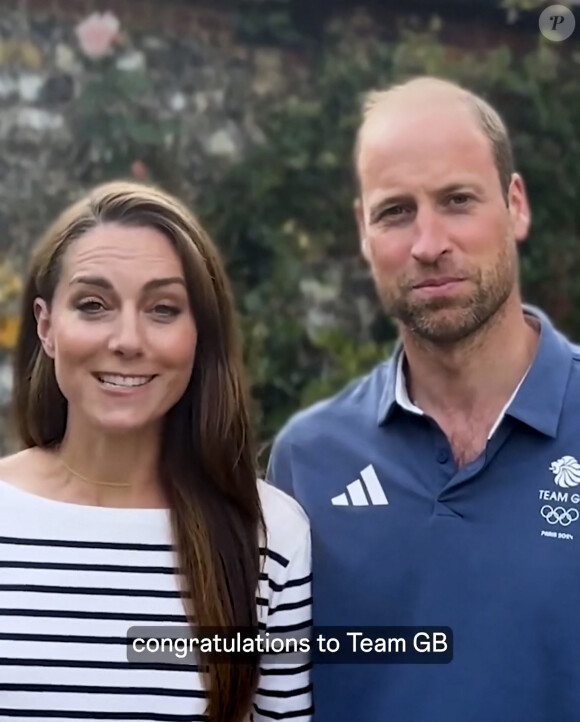 Une vidéo qui fait suite à celle où elle félicitait l'équipe britannique des JO
Le prince William, prince de Galles, avec une barbe de quelques jours et Catherine (Kate) Middleton, princesse de Galles félicitent les athlètes britanniques dans une vidéo, à l'issue les Jeux Olympiques de Paris2024 (JO). © Instagram / Prince and Princess of Wales via Bestimage