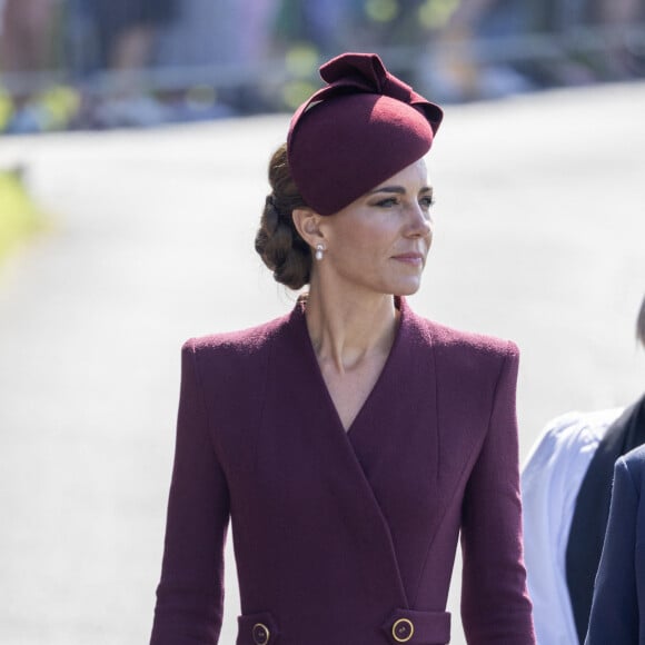 Le prince William, prince de Galles, et Catherine (Kate) Middleton, princesse de Galles assistent à un service religieux marquant le premier anniversaire de la mort de la reine Elizabeth II à la cathédrale St Davids à Haverfordwest dans le Pembrokeshire, pays de Galles, Royaume Uni, le 8 septembre 2023.