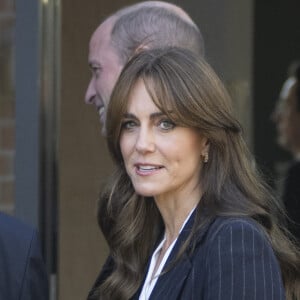 Le prince William, prince de Galles, et Catherine (Kate) Middleton, princesse de Galles, en visite au pavillon Grange à Cardiff, le 3 octobre 2023.