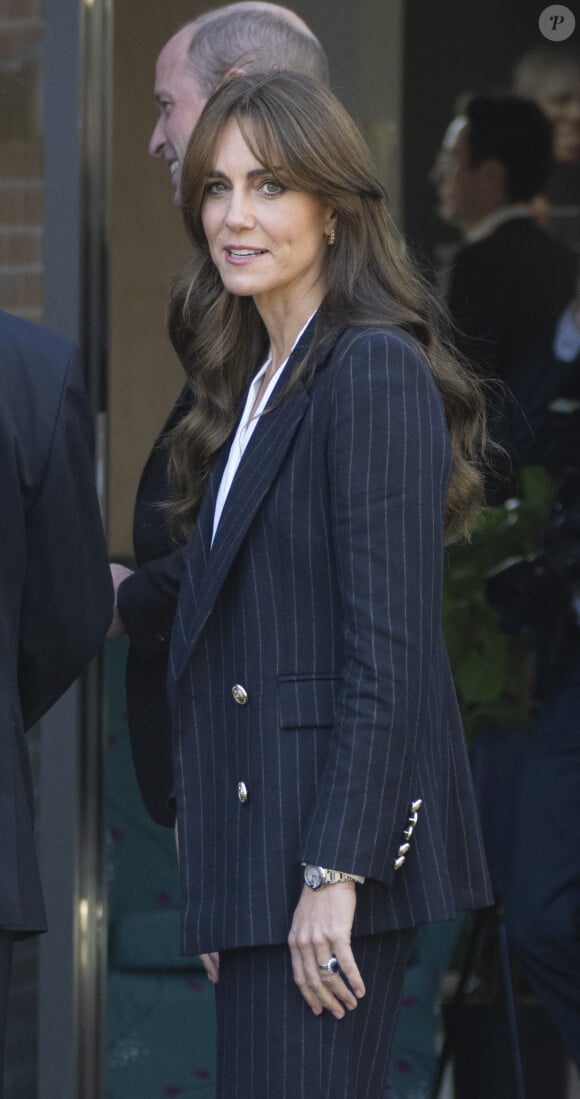 Le prince William, prince de Galles, et Catherine (Kate) Middleton, princesse de Galles, en visite au pavillon Grange à Cardiff, le 3 octobre 2023.