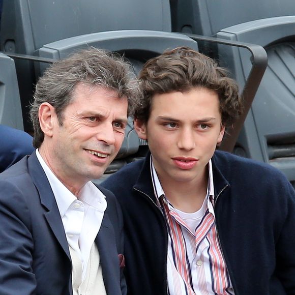 Fréderic Taddeï et son fils Diego - People dans les tribunes des Internationaux de France de tennis de Roland Garros à Paris. Le 31 mai 2015. 