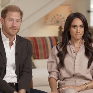 Le prince Harry, duc de Sussex et Meghan Markle, duchesse de Sussex, lors d'une interview pour l'émission CBS News Sunday Morning, diffusée le 4 août 2024.