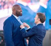 Emmanuel Macron, président de la République avec Teddy Riner, lors de la cérémonie de remise des décorations aux athlètes médailles aux Jeux Olympiques et Paralympiques de Paris2024. © Eric Tschaen/Pool/Bestimage 